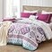 Degrees of Comfort Twin Complete Comforter Sets Lattice Boho Bed in A BagMicrofiber Bedding Set with Side Pockets Matching Decorative Pillow 6 Piece Purple