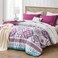 Degrees of Comfort Twin Complete Comforter Sets Lattice Boho Bed in A BagMicrofiber Bedding Set with Side Pockets Matching Decorative Pillow 6 Piece Purple