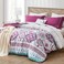 Degrees of Comfort Twin Complete Comforter Sets Lattice Boho Bed in A BagMicrofiber Bedding Set with Side Pockets Matching Decorative Pillow 6 Piece Purple