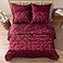 MR&HM MRHM Satin Comforter Queen 7 Pieces Luxurious Pinch Pleat Bedding Set with Comforter Flat Sheet Fitted Sheet Pillowcases Shams Super Silky Soft Bed Set for All Season Queen Burgundy
