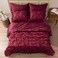 MR&HM MRHM Satin Comforter Queen 7 Pieces Luxurious Pinch Pleat Bedding Set with Comforter Flat Sheet Fitted Sheet Pillowcases Shams Super Silky Soft Bed Set for All Season Queen Burgundy