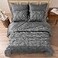 MR&HM MRHM Satin Comforter King 7 Pieces Luxurious Pinch Pleat Bedding Set with Comforter Flat Sheet Fitted Sheet Pillowcases Shams Super Silky Soft Bed Set for All Season King Dark Grey