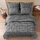 MR&HM MRHM Satin Comforter King 7 Pieces Luxurious Pinch Pleat Bedding Set with Comforter Flat Sheet Fitted Sheet Pillowcases Shams Super Silky Soft Bed Set for All Season King Dark Grey