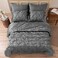 MR&HM MRHM Satin Comforter King 7 Pieces Luxurious Pinch Pleat Bedding Set with Comforter Flat Sheet Fitted Sheet Pillowcases Shams Super Silky Soft Bed Set for All Season King Dark Grey
