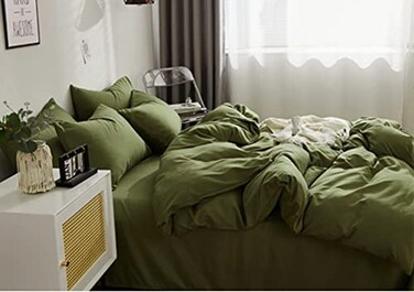 Nanko Queen Comforter Set Dark Green Olive Green Soft Reversible All Season Down Alternative Quilted Duvet Insert Microfiber Filling Luxury Quality Bedding Sets in a Bag 3PCs 90x90 Hunter Green