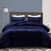 Whale Flotilla 3Piece Reversible Silky Soft Queen Comforter Bedding Set Luxurious Satin Comforters Full Size with 2 Satin Pillowcases Lightweight Duvet for All Seasons Navy