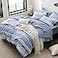 Bedsure Twin Comforter Set 5 Pieces Blue Striped Bedding Set for All Seasons Reversible Cationic Dyeing Bed in a Bag with Comforter Sheets Pillowcase Sham