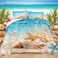 Bedbay Beachy Comforter Set King Size Coastal Bedding Set 3 Pcs Starfish Shell Conch Sea Life Printed Ocean Comforter Bedding Set Beach Themed Room Decor