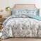 Flysheep Gray Botanical Bed in a Bag King Size 7 Pieces Aqua Grey Leaves Elegant Floral Comforter Bedding Set All Season1 Comforter 1 Flat Sheet 1 Fitted Sheet 2 Pillow Shams and 2 Pillowcases