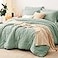 CozyLux King Size Comforter Set Sage Green 7 Pieces Seersucker Textured Luxury Bed in a Bag All Seasons Soft Bedding Sets with Down Alternative Comforter Sheets Pillowcases Shams Home Gift