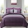 Anibedding Purple Comforter Set Queen 7 Pieces Purple Striped Bed in a Bag Boho Patchwork All Season Comforter with Sheets Soft Microfiber Reversible Bedding Set90x90