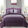 Anibedding Purple Comforter Set Queen 7 Pieces Purple Striped Bed in a Bag Boho Patchwork All Season Comforter with Sheets Soft Microfiber Reversible Bedding Set90x90