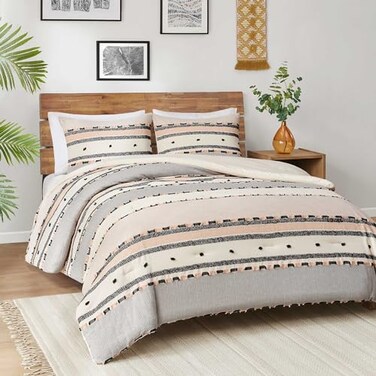 Hyde Lane Boho Queen Comforter Set 3Piece Shabby Chic Bedding Bedding Sets Farmhouse Bed Comforter with 2 Pillow Shams All Season Cotton Top Desert Tufed