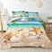 MOVE OVER Beach Themed Bedding Set Queen Blue Ocean Comforter Set Soft and Lightweight Hawaii Scenery Design Seashell Print Bedding Set 4 Pcs Tropical Beach Comforter Set for Bedroom