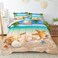 MOVE OVER Beach Themed Bedding Set Queen Blue Ocean Comforter Set Soft and Lightweight Hawaii Scenery Design Seashell Print Bedding Set 4 Pcs Tropical Beach Comforter Set for Bedroom