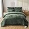 Fredsure Distressed Velvet Comforter Set 5 Pieces Blackish Green Queen Distressed Velvet Face and Brushed Microfiber Reverse