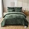 Fredsure Distressed Velvet Comforter Set 5 Pieces Blackish Green Queen Distressed Velvet Face and Brushed Microfiber Reverse