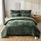 Fredsure Distressed Velvet Comforter Set 5 Pieces Blackish Green Queen Distressed Velvet Face and Brushed Microfiber Reverse