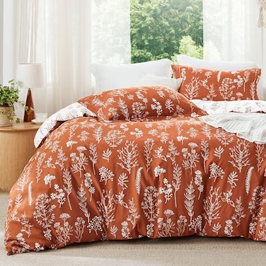 Bedsure King Comforter Set Terracotta Bed Set 3 Pieces Cute Floral Bedding 1 Soft Reversible Botanical Flowers Comforter and 2 Pillow Shams