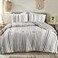 Hyde Lane Boho Queen Comforter Set 3Piece Shabby Chic Bedding Bedding Sets Farmhouse Bed Comforter with 2 Pillow Shams All Season Cotton Top Gray Striped