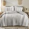 Hyde Lane Boho Queen Comforter Set 3Piece Shabby Chic Bedding Bedding Sets Farmhouse Bed Comforter with 2 Pillow Shams All Season Cotton Top Gray Striped