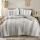 Hyde Lane Boho Queen Comforter Set 3Piece Shabby Chic Bedding Bedding Sets Farmhouse Bed Comforter with 2 Pillow Shams All Season Cotton Top Gray Striped