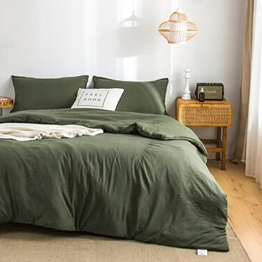 COTTEBED UltraSoft Cozy Twin Bedding Comforter Sets Bed Lightweight All Season Use Warm Fluffy Made with Washed PolyCotton Microfiber Fabric1 Comforter 1 Pillow Sham TwinTwin XL Dark Olive Green