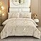 WONGS BEDDING Khaki Gold Metallic Marble Comforter Set King Foil Print Glitter Bedding Sets with 2 Pillowcases for All Seasons Soft Microfiber Bedding Set 103x90