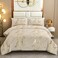 WONGS BEDDING Khaki Gold Metallic Marble Comforter Set King Foil Print Glitter Bedding Sets with 2 Pillowcases for All Seasons Soft Microfiber Bedding Set 103x90