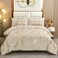 WONGS BEDDING Khaki Gold Metallic Marble Comforter Set King Foil Print Glitter Bedding Sets with 2 Pillowcases for All Seasons Soft Microfiber Bedding Set 103x90