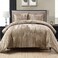 Fredsure Crinkle Velvet Comforter Set 3 Pieces Khaki King Crinkle Velvet Face and Brushed Microfiber Reverse with Light Poly Fill