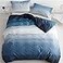 CLOTHKNOW Blue White King Size Comforter Set Blue Gradient Bedding Comforter Sets Soft All Season Navy Comforter with 2 x Pillow Cases