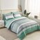KAKIJUMN 7 Piece Bed in a Bag Stripe Comforter Set Queen Size White Grey Sage Green Patchwork Striped Comforter and Sheet Set All Season Soft Microfiber Complete Bedding SetsGreenQueen