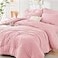 HYMOKEGE Pink Queen Comforter Set Seersucker 7 Pieces All Season Luxury Bed in a Bag for Bedroom Bedding Set with Comforters Sheets Pillowcases Shams