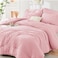 HYMOKEGE Pink Queen Comforter Set Seersucker 7 Pieces All Season Luxury Bed in a Bag for Bedroom Bedding Set with Comforters Sheets Pillowcases Shams