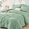 HYMOKEGE Sage Green Full Size Comforter Sets Seersucker 7 Pieces All Season Luxury Bed in a Bag for Bedroom Bedding Set with Comforters Sheets Pillowcases Shams