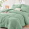 HYMOKEGE Sage Green Full Size Comforter Sets Seersucker 7 Pieces All Season Luxury Bed in a Bag for Bedroom Bedding Set with Comforters Sheets Pillowcases Shams