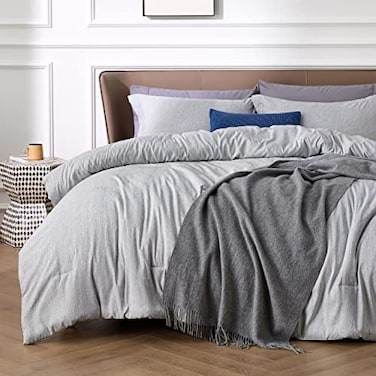 Bedsure Full Comforter Set Grey Soft Bedding for All Seasons Cationic Dyed Bed Set 3 Pieces 1 Full Size Comforter 82x86 and 2 Pillow Shams 20x262