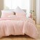 YIRDDEO Pink Twin Size Comforter Set 2Pcs Boho Farmhouse Blush Twin Size Bedding Set Vertical Tufted Twin Bed Set Lightweight Neutral Twin Bedroom Set 1 Comforter 1 Pillowcase