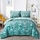 Anibedding Aqua Comforter Set Queen Size 7 Pieces Botanical Leaves Reversible Soft Microfiber Bed in a Bag with Sheets Set All Season 90x90