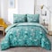 Anibedding Aqua Comforter Set Queen Size 7 Pieces Botanical Leaves Reversible Soft Microfiber Bed in a Bag with Sheets Set All Season 90x90