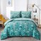Anibedding Aqua Comforter Set Queen Size 7 Pieces Botanical Leaves Reversible Soft Microfiber Bed in a Bag with Sheets Set All Season 90x90
