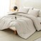 CozyLux King Size Comforter Set Beige 3 Pieces Lightweight Down Alternative Quilted Bedding Sets Gray All Season Soft Breathable Solid Comforter with 2 Pillowcases Luxury Bed Set Gift for Home
