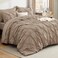 Bedsure Queen Comforter Set Khaki Bed in a Bag Queen Size Bedding 7 Pieces GentleSoft Pintuck Bed Set Gift for Family All Season Down Alternative Comforter with Sheets Pillowcases Shams