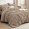 Bedsure Queen Comforter Set Khaki Bed in a Bag Queen Size Bedding 7 Pieces GentleSoft Pintuck Bed Set Gift for Family All Season Down Alternative Comforter with Sheets Pillowcases Shams