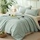 Bedsure Queen Comforter Set 7 Pieces Sage Green Queen Bedding Set for All Seasons Boho Contrasting Design Bed in a Bag with Comforter Sheets Pillowcases Shams