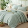 Bedsure Queen Comforter Set 7 Pieces Sage Green Queen Bedding Set for All Seasons Boho Contrasting Design Bed in a Bag with Comforter Sheets Pillowcases Shams