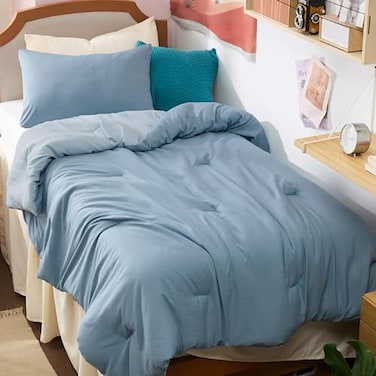 Bedsure TwinTwin XL Comforter Set Mineral Blue Soft Prewashed Bedding for All Seasons 2 Pieces GentleSoft Bed Set 1 Lightweight Comforter 68x88 and 1 Pillowcase 20x26