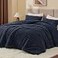 BEDELITE Fluffy Queen Comforter Set Navy Blue Fleece Soft Comforter for Queen Size Bed Luxury Warm Bedding Set for Winter Fuzzy Bed Set 3 Pieces 1 Comforter 2 Pillowcases