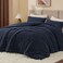 BEDELITE Fluffy Queen Comforter Set Navy Blue Fleece Soft Comforter for Queen Size Bed Luxury Warm Bedding Set for Winter Fuzzy Bed Set 3 Pieces 1 Comforter 2 Pillowcases
